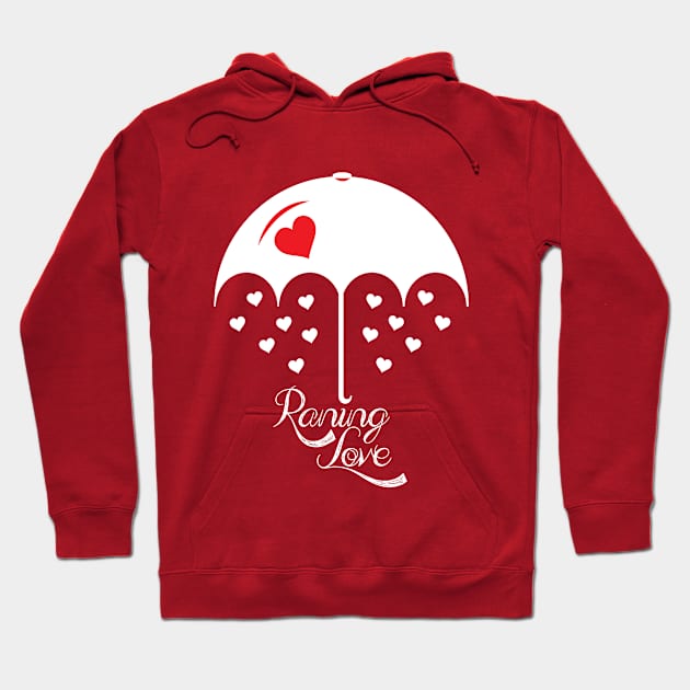 Raining love Red white umbrella Hoodie by OriginalGraphicMarket